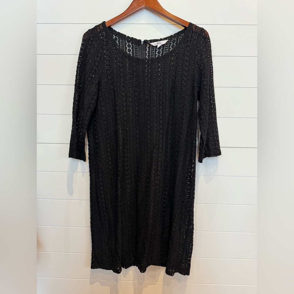 Jack by BB Dakota Black Lace Long Sleeve Beach Coverup Dress Medium